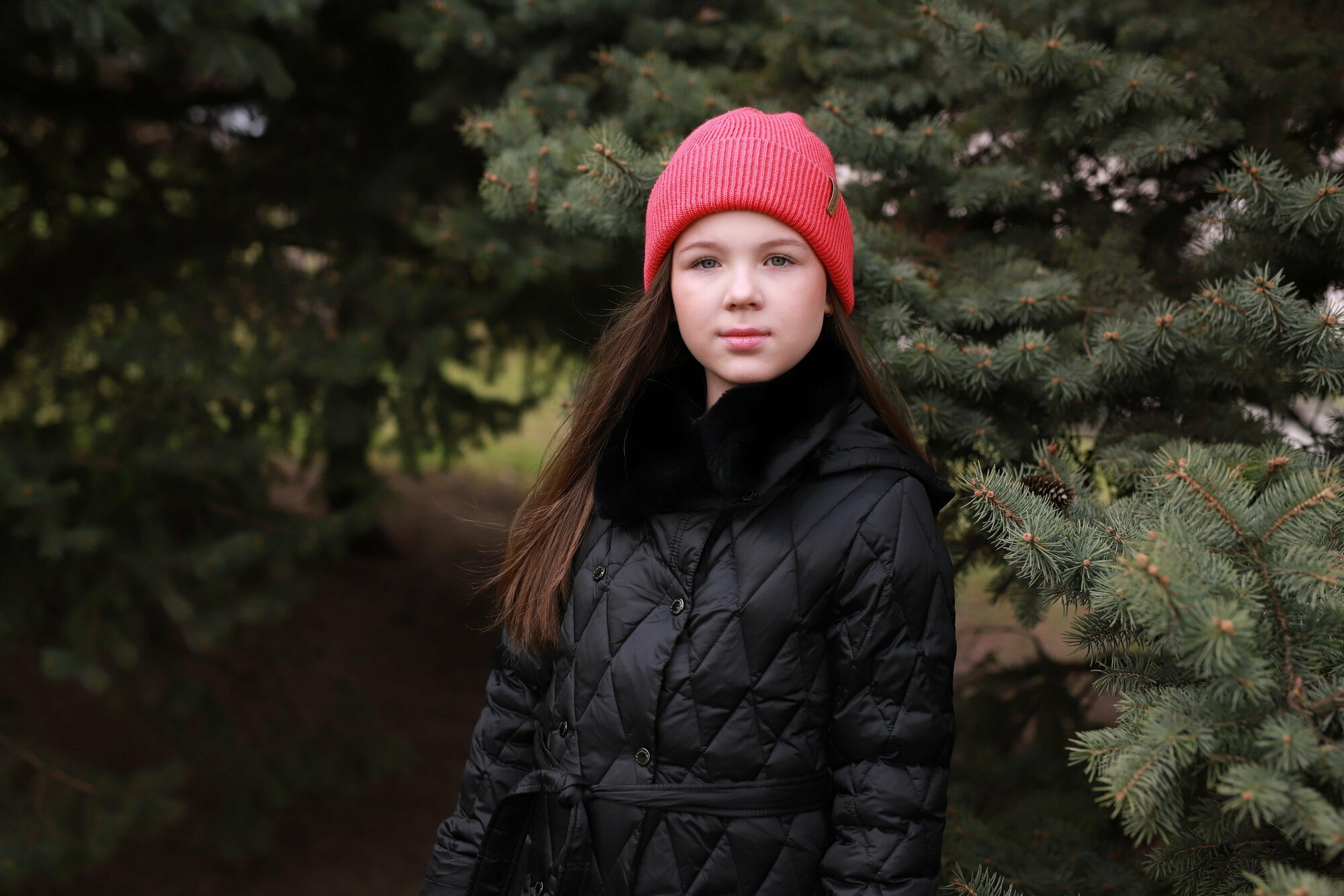 Шапка-бини Андерсен Осень-зима 2022 для девочек, размер 54-56, коралловый — фото 1