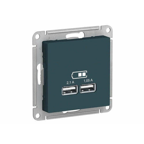 Розетка 2гн USB+USB с/у изумруд Schneider Electric ATN000833