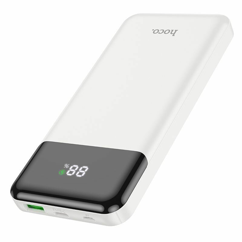 Повербанк (powerbank) HOCO J102 10000 mAh 20W "быстрая зарядка" белый — фото 1