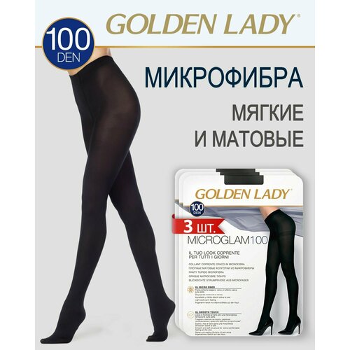 Колготки Golden Lady, 100 den, 3 шт., размер 2, черный колготки golden lady колготки женские 100 den micro glam nero 2