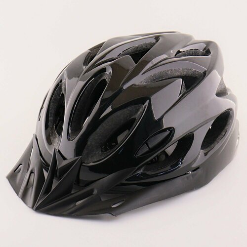 Шлем велосипедный с задним фонарем LED, USB зарядка (черный, +козырек) HO-028 шлем велосипедный карбон черно зеленый козырек ho 03