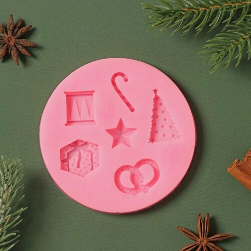 Форма для шоколада и мастики - Новогодние атрибуты силиконовая 10х10х1 см 1 шт 299₽