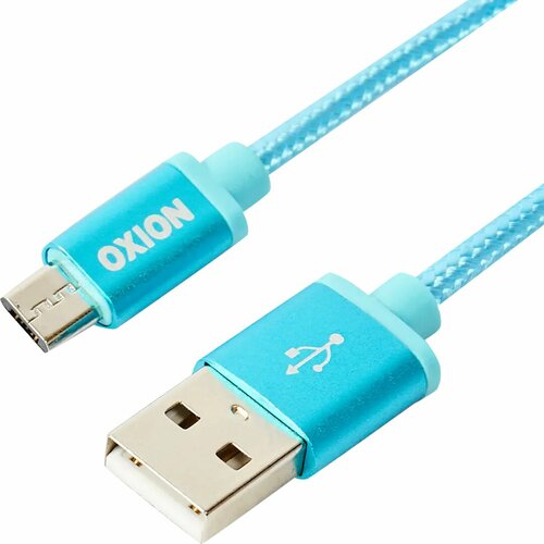 кабель oxion usb micro usb 1 3 м 2 a цвет синий Кабель Oxion USB-micro USB 1.3 м 2 A цвет синий