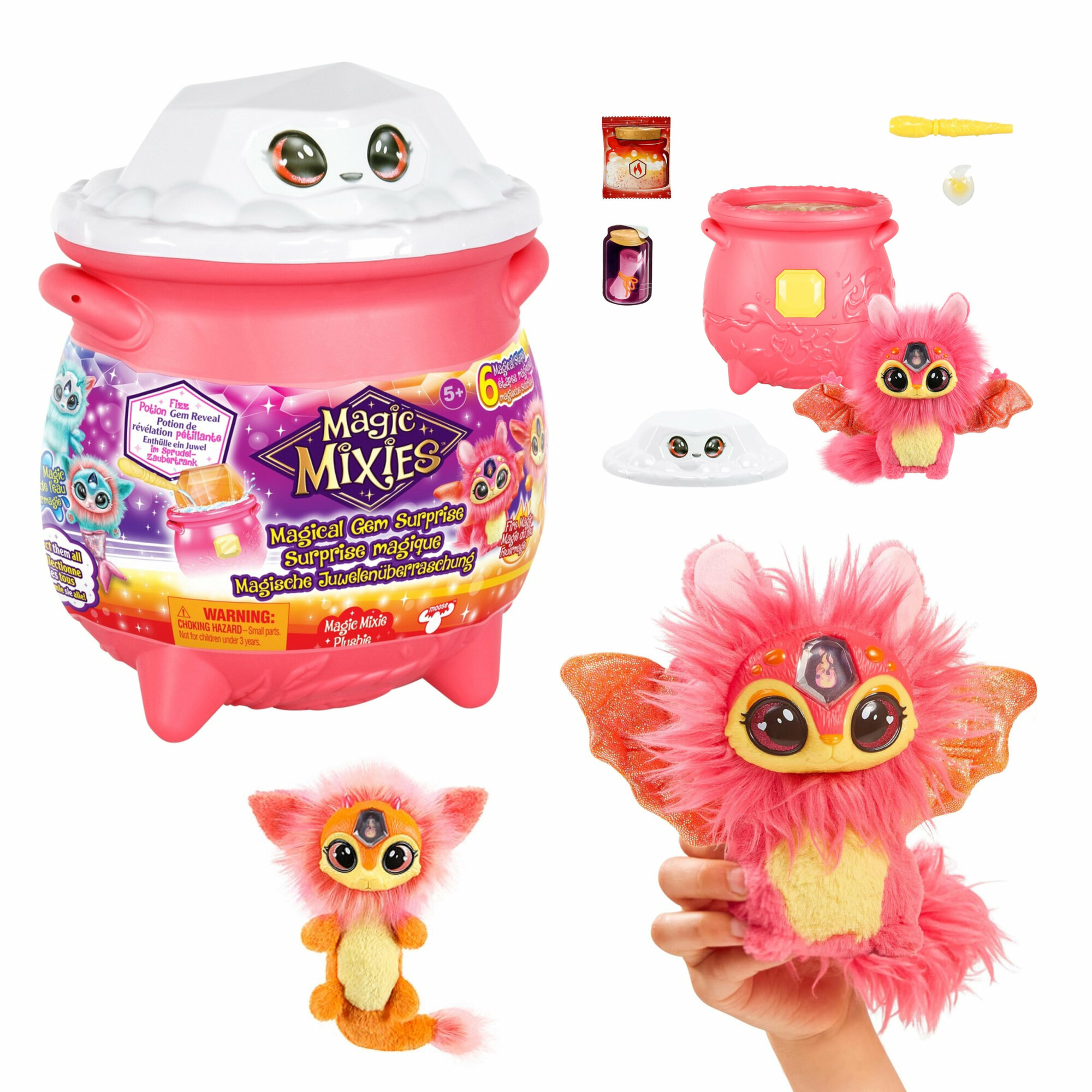 фото Moose Magic Mixies Magical Gem Surprise Cauldron – Fire Magic, средний магический котёл магия огня С питомцем красный , 14882