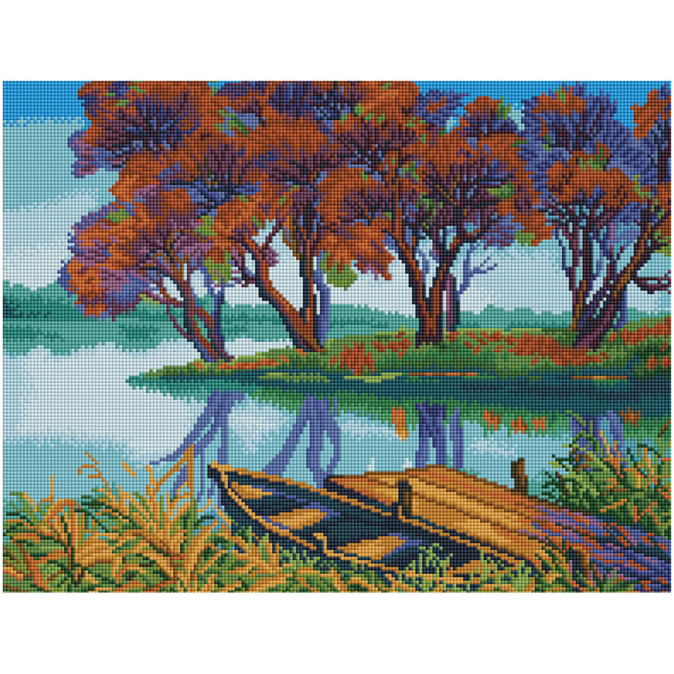 Алмазная мозаика ТРИ совы "Осенний пейзаж", 40*50см, холст на деревянном подрамнике, картонная коробка с пластиковой ручкой, 357148