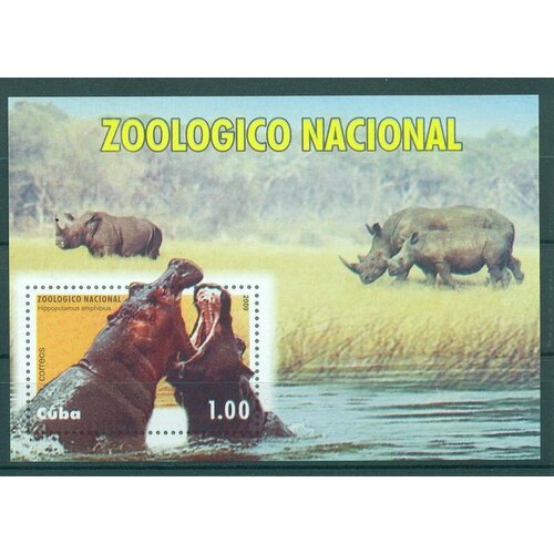 почтовые марки куба 2009г животные зоопарка гаваны фауна обезьяны леопарды страусы mnh Почтовые марки Куба 2009г. Животные зоопарка Гаваны Фауна, Носороги MNH