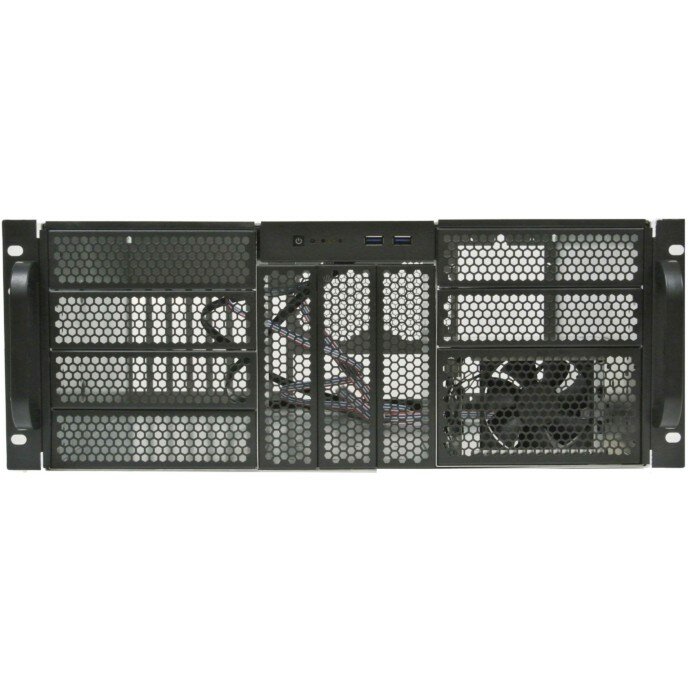 Procase Корпус 4U server case, 9x5.25+3HDD, черный, без блока питания, глубина 650мм, MB EATX 12"x13", панель вентиляторов 3 120x25 PWM