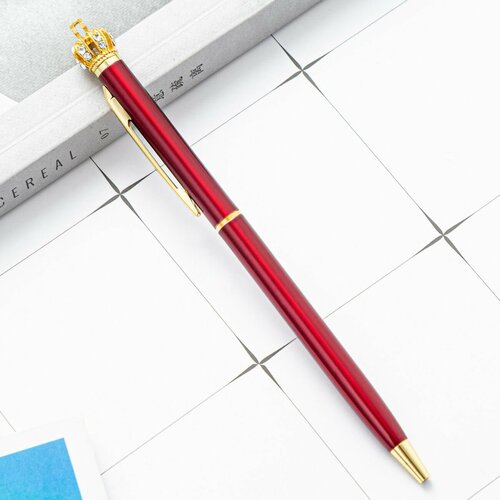 Металлическая шариковая ручка с декоративным элементом 