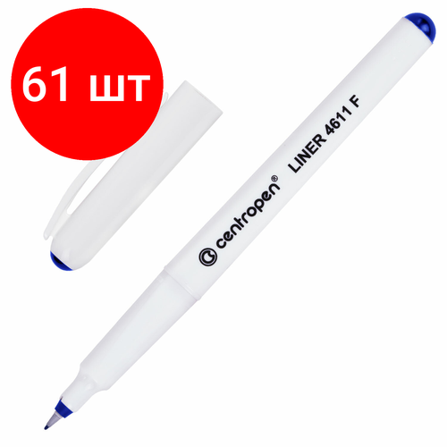 Комплект 61 шт, Ручка капиллярная (линер) синяя CENTROPEN Liner, трехгранная, линия письма 0.3 мм, 4611, 2 4611 0106