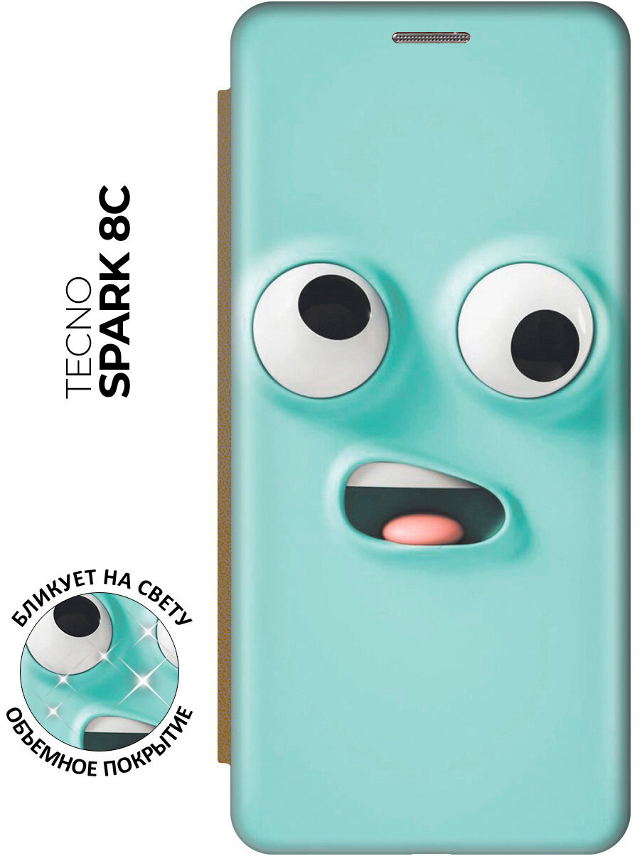 Чехол-книжка Голубое лицо для Tecno Spark 8C / Go 2022 / Техно Спарк 8С / Го 2022 с эффектом блика