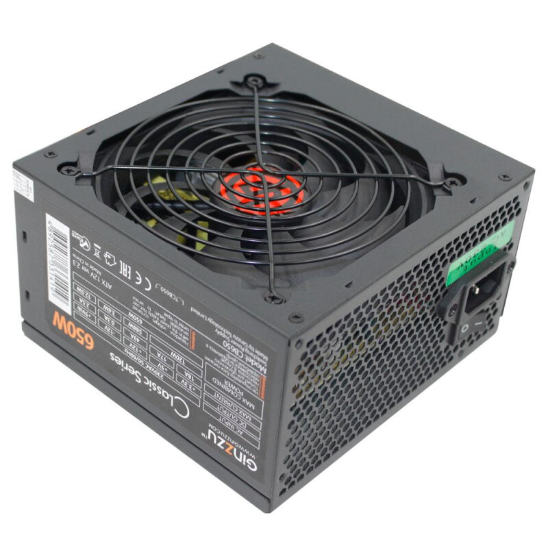 Блок питания Ginzzu 650W (CB650) ATX,12CM black,20+4p, CPU(4+4)