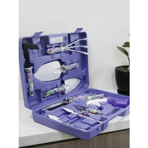Набор садовых инструментов в кейсе 10в1 сиреневый 1999₽