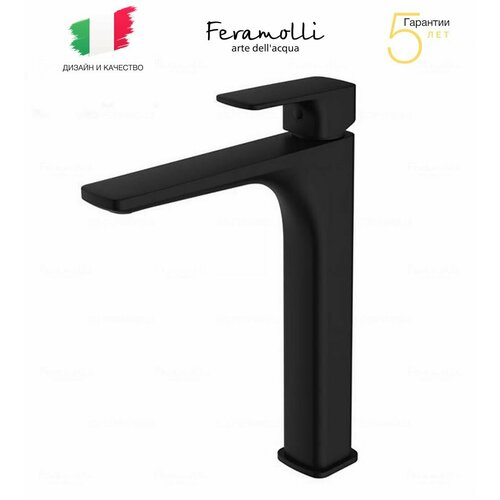 Высокий смеситель для отдельностоящей раковины Feramolli BL642H, черный матовый душевая система feramolli bl7070