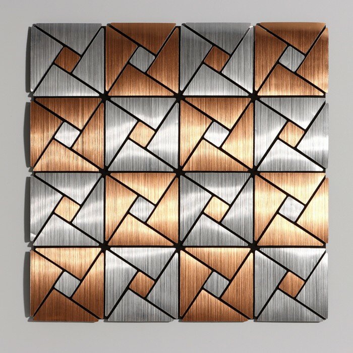 Панель самоклеящаяся 30*30см мягкая геометрия бронза-серебро 9933254
