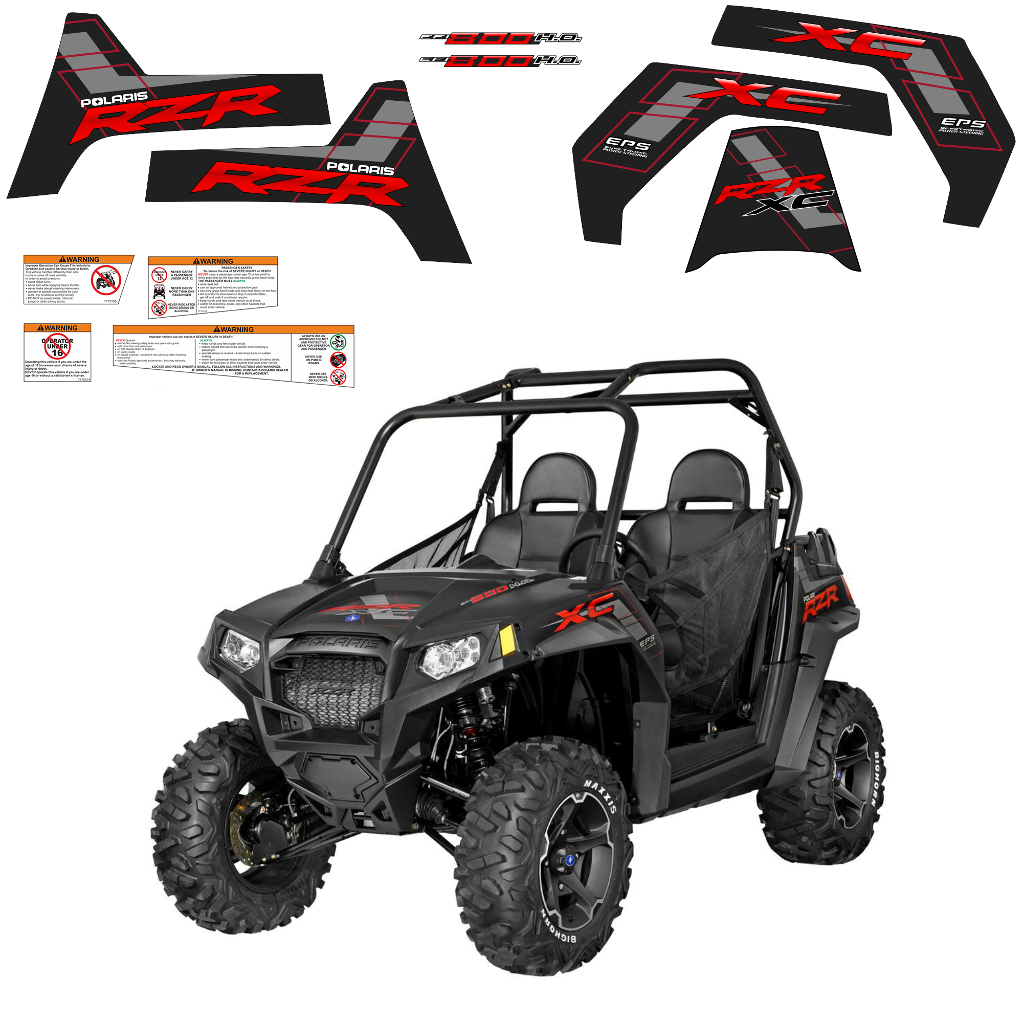 Наклейки POLARIS RZR 800 красно-серые