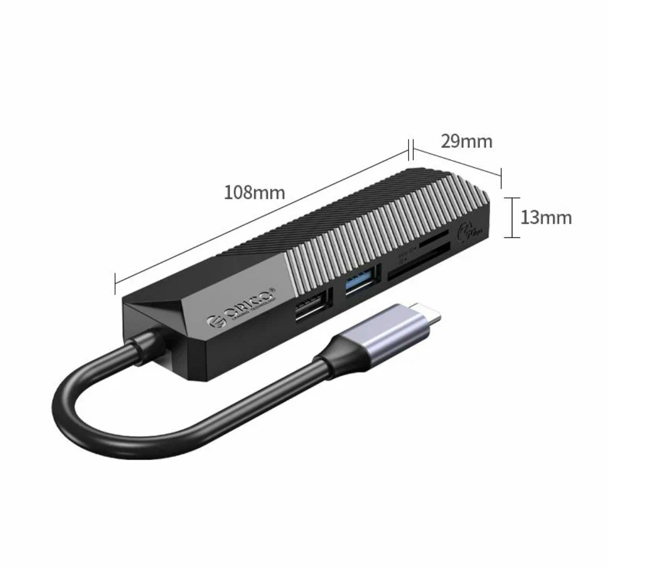 USB-концентратор ORICO MDK-5P, разъемов: 3, 13 см, черный