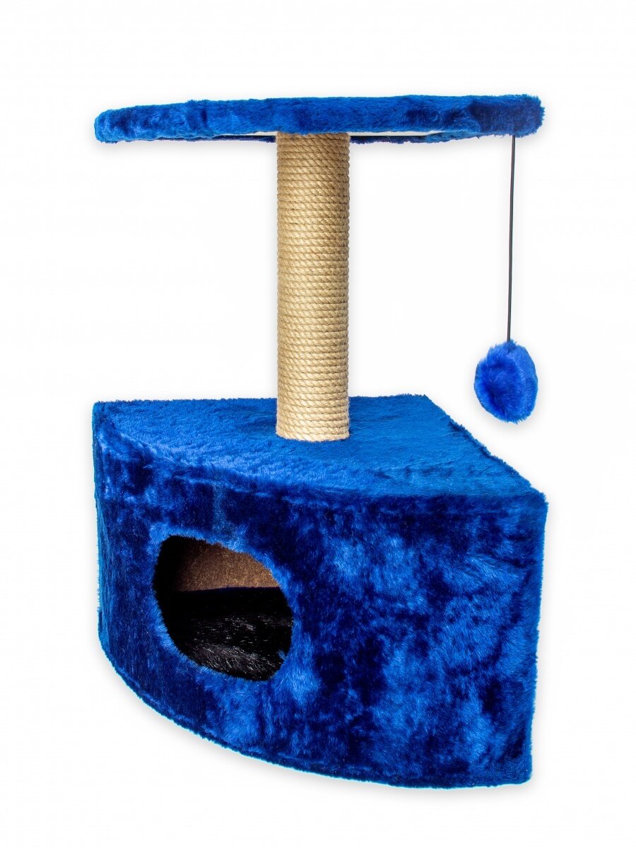 Зооник дом для кошки, одн. мех, круглый угловой (430х430х670) синий