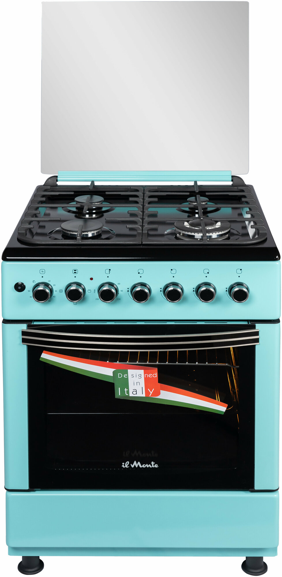 Газовая плита il Monte FO-GE6012 TURQUOISE, 60 см, Электрическая духовка 64 л.