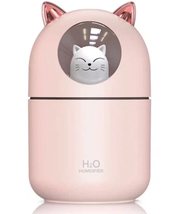 Увлажнитель воздуха мини котик, портативный увлажнитель с LED подсветкой, Аромадиффузор, розовый