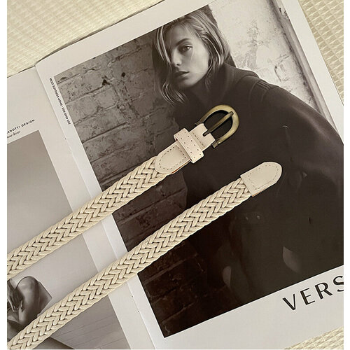 фото Ремень , размер 100, белый без бренда