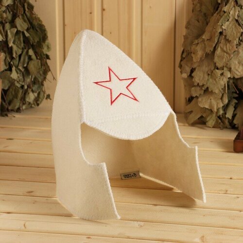 Шапка для бани Буденовка белая 596₽