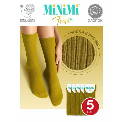фото Носки minimi, 5 пар, размер 35-38, коричневый, белый, зеленый