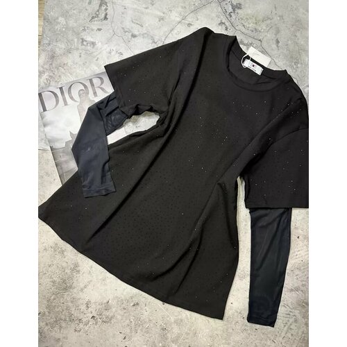 фото Лонгслив размер оверсайз, черный турция