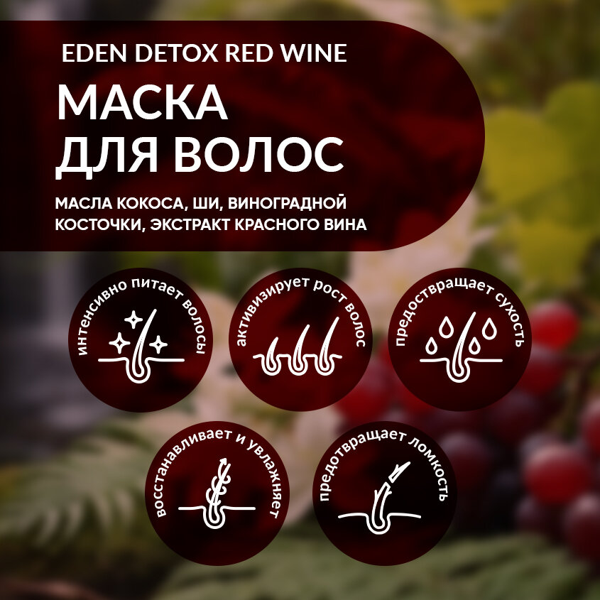 Маска для волос восстанавливающая EDEN DETOX с кератином и пептидами шелка Chocolate 250 мл. — фото 1