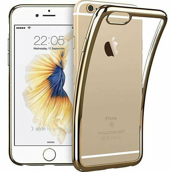 Чехол для iPhone 6 6S Silicone Case прозрачный с золотыми краями