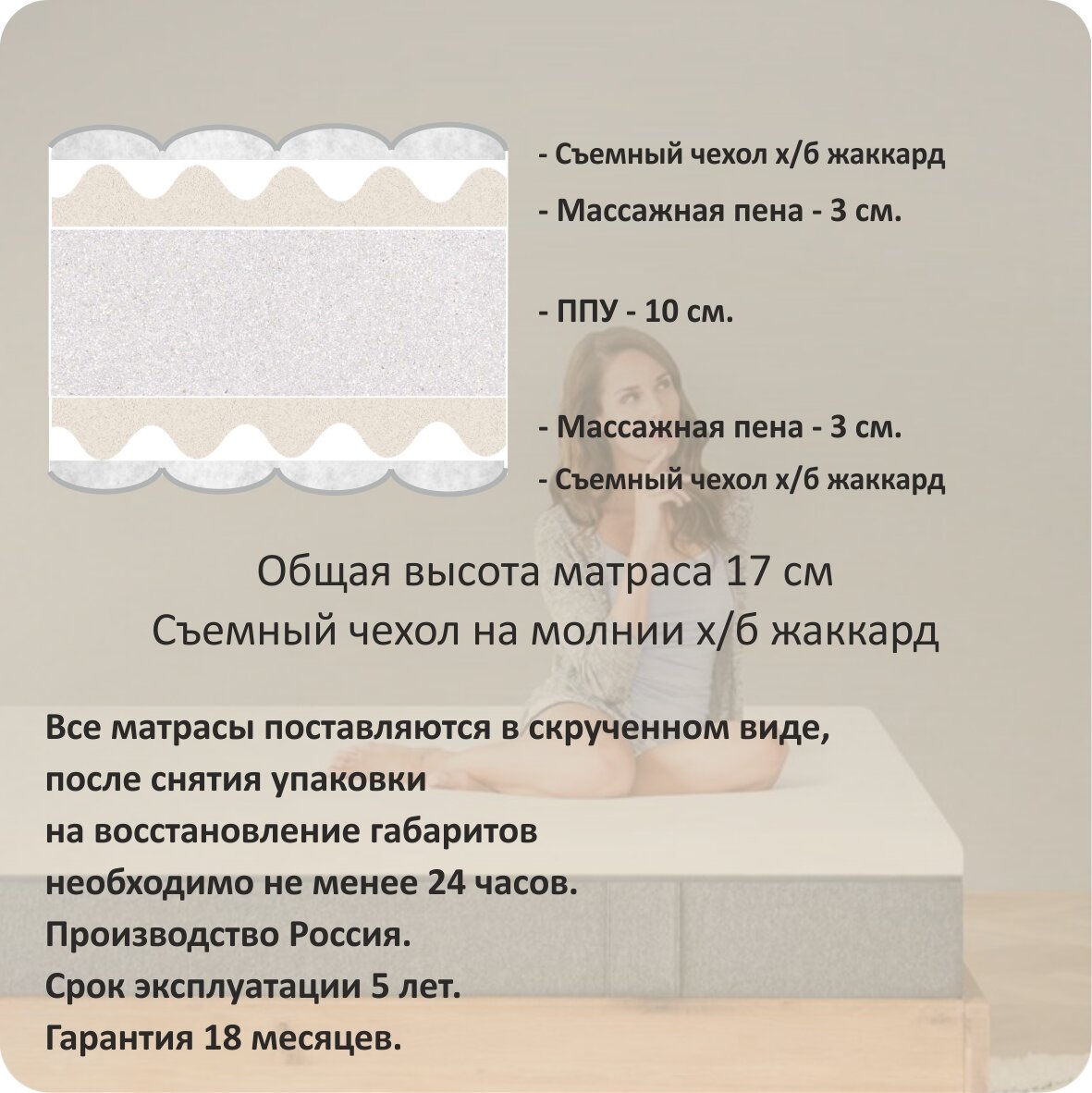 Анатомический матрас с массажным эффектом Albero Roll-Massage 120x200