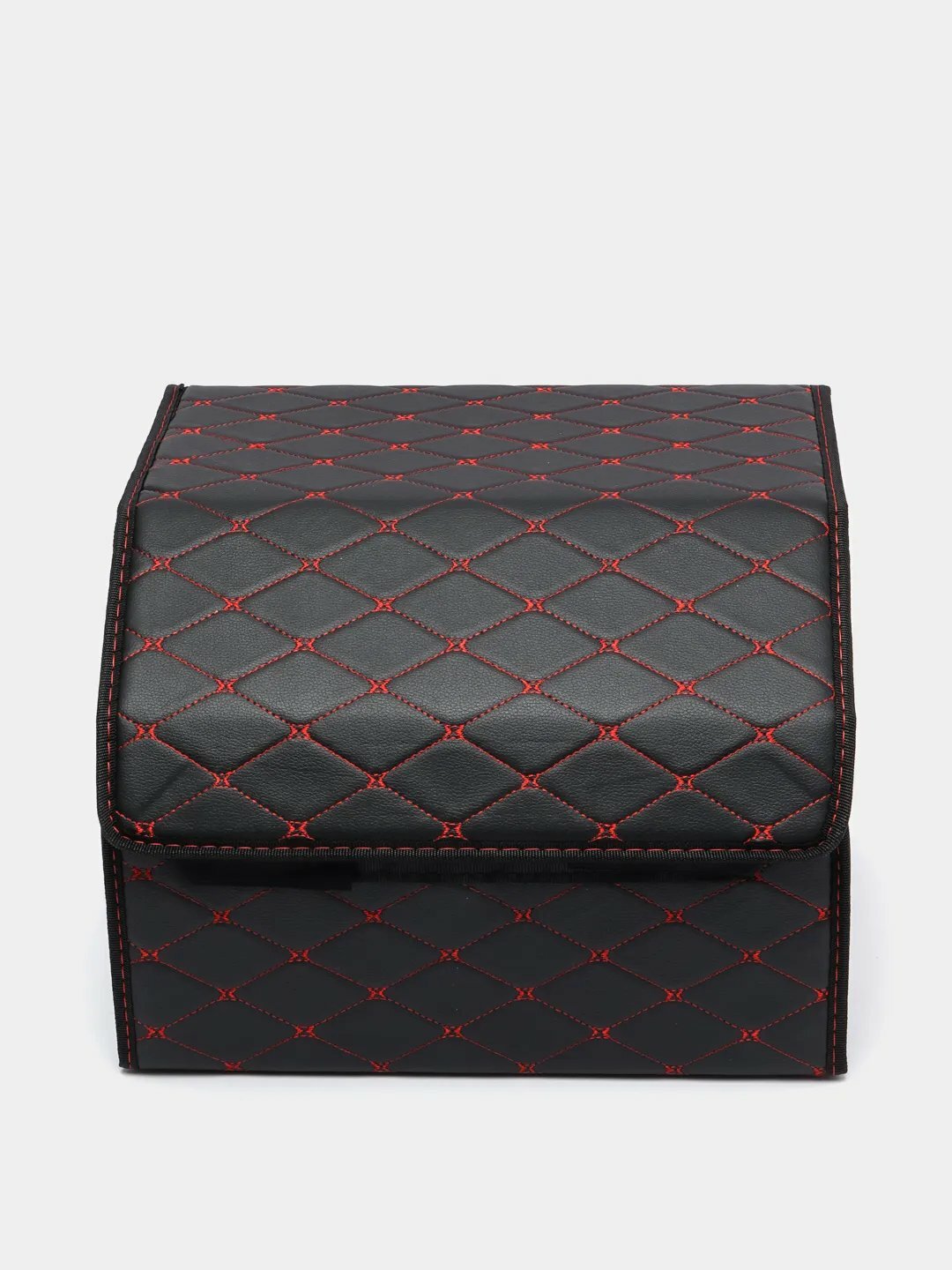 Чемодан в багажник, складной, из экокожи цвет размер Черный с красной строчкой 30х30х30
