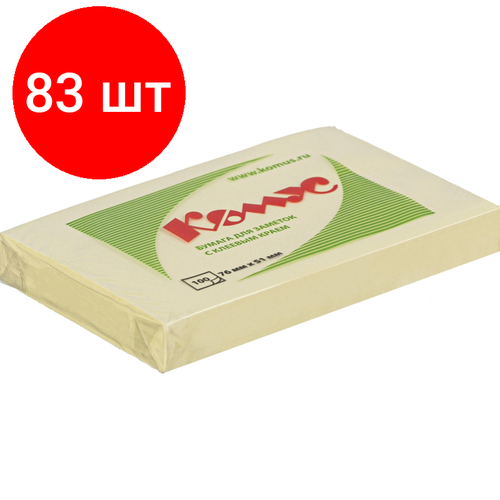 фото Комплект 83 штук, стикеры комус с клеев. краем 76х51 желтый 100л