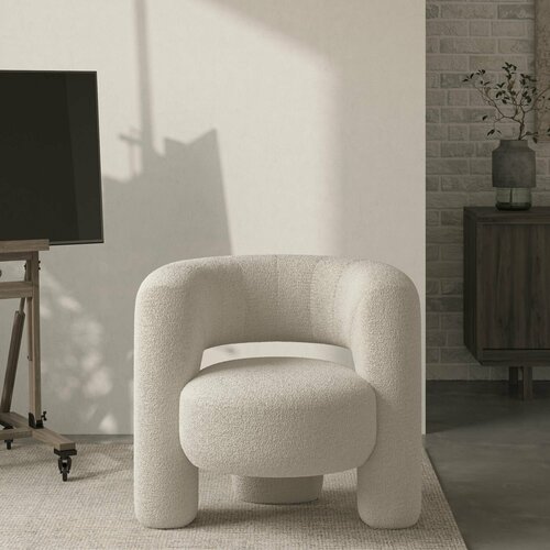 Кресло ZAMPA мягкое для отдыха дома в гостиную современное с подлокотниками минимализм мягкая мебель для интерьера дома детской комнаты для уюта букле молочный 29337₽