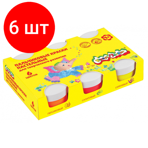 Комплект 6 наб, Краски пальчиковые 6 цв. 60 мл Каляка-Маляка для малышей, 1+, ПКMКМ06