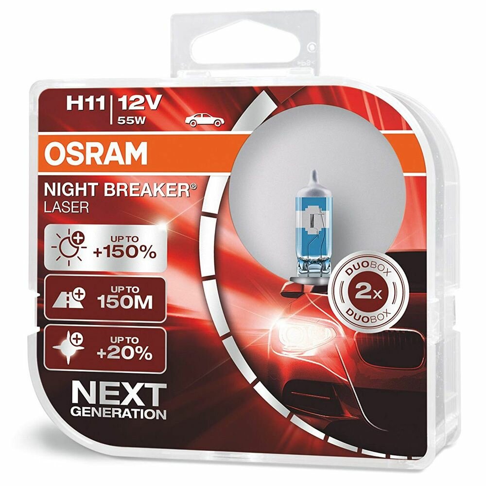 Галогенная лампа H11 Osram NIGHT BREAKER LASER +150% 12V 55W