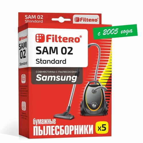 Filtero Мешки-пылесборники SAM 02 Standard, бежевый, 5 шт. filtero мешки пылесборники lge 01 standard бежевый 5 шт