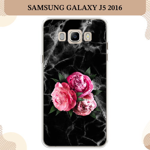 Силиконовый чехол Букет на черном мраморе на Samsung Galaxy J5 2016 / Самсунг Галакси J5 2016 силиконовый чехол на samsung galaxy j5 2016 самсунг галакси джей 5 2016 белая корона на черном фоне