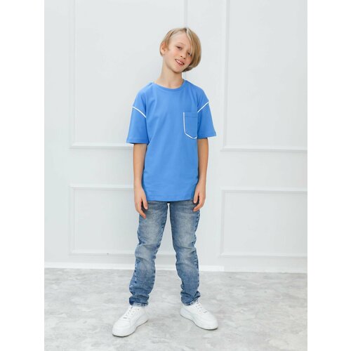 фото Футболка , размер 152, голубой superkinder