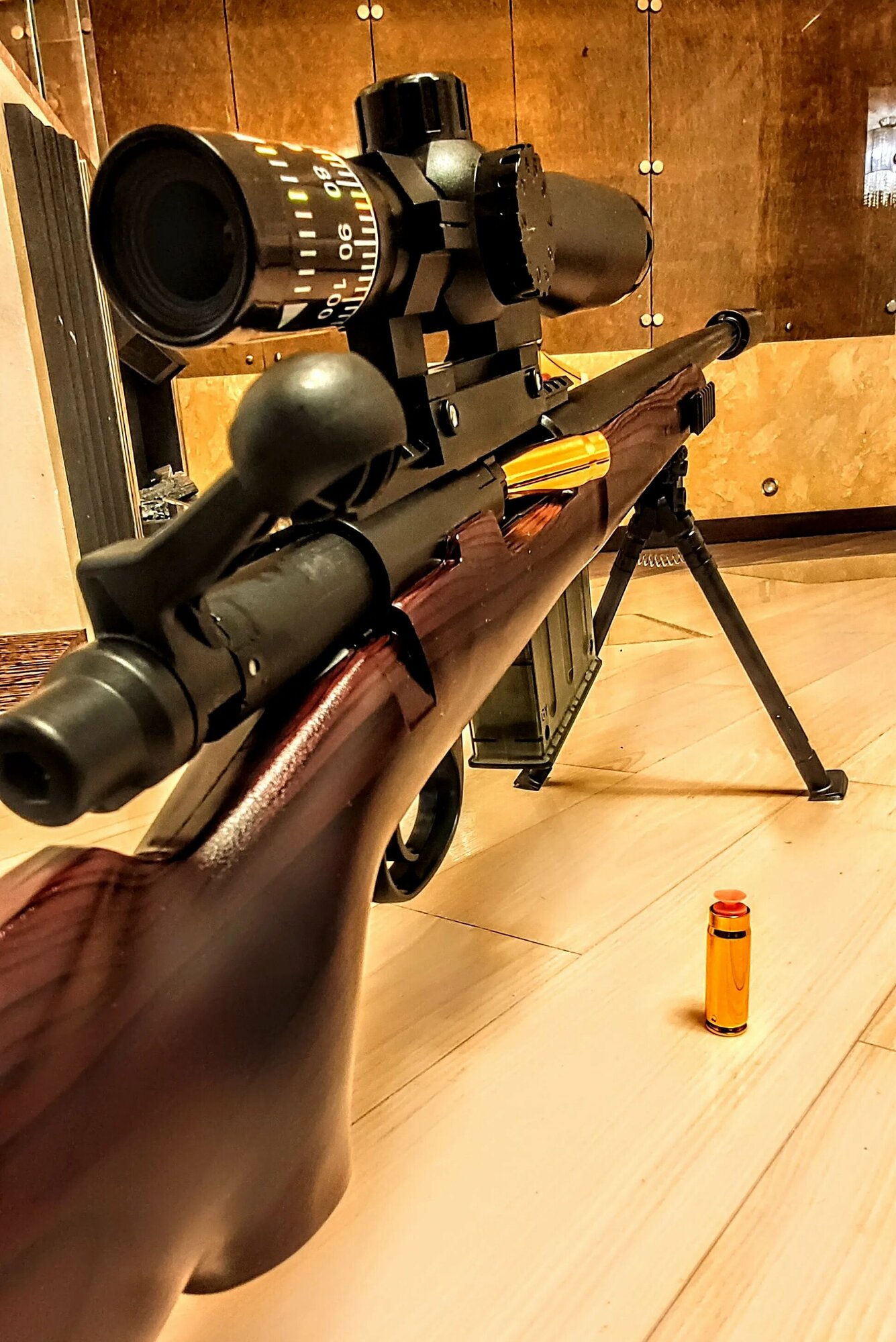 Игрушка. Детская снайперская винтовка М24 с прицелом и реалистично вылетающими гильзами на мягких пулях EWA