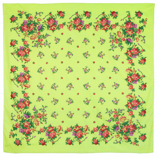 Платок Павловопосадская платочная мануфактура,146х146 см, зеленый