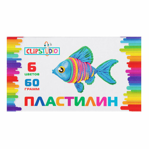 ClipStudio Пластилин 6 цветов 60 грамм в картонном выдвижном пенале 60 штук 3028₽