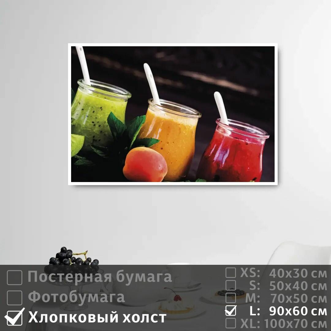 Постер на холсте Фруктовый Сок На Завтрак 90х60 см ПолиЦентр
