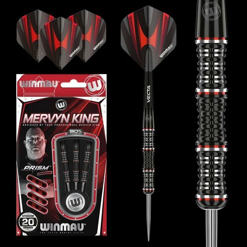 дротики 26gr winmau cyclone steeltip с подвижной иглой запасной комплект игл в комплекте Дротики для дартс Winmau Mervyn King steeltip 20 gr