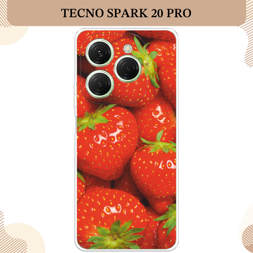 Силиконовый чехол "Клубника" на Tecno Spark 20 Pro / Текно Спарк 20 Про