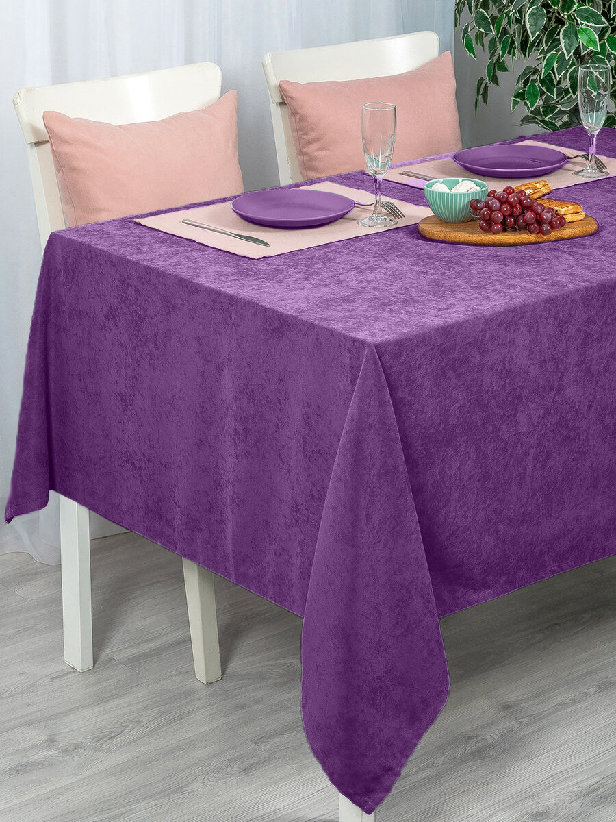 Скатерть кухонная прямоугольная на стол 132x170 Виноградный нектар / ткань велюр / для кухни, дома, дачи /Altali