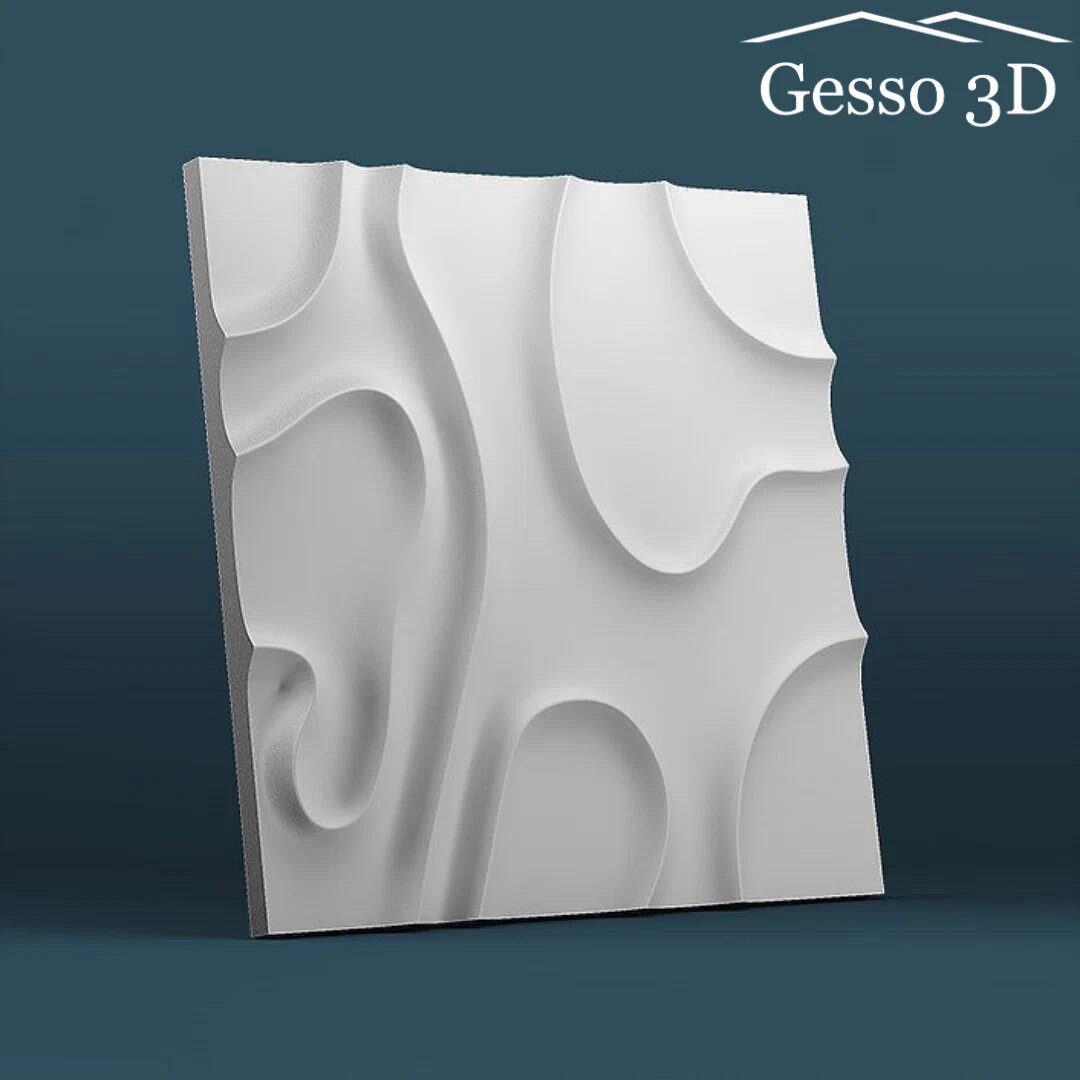 Гипсовая панель Gesso 3D "Разводы" 500x500x25 мм, Упаковка 20 шт, 5 м2