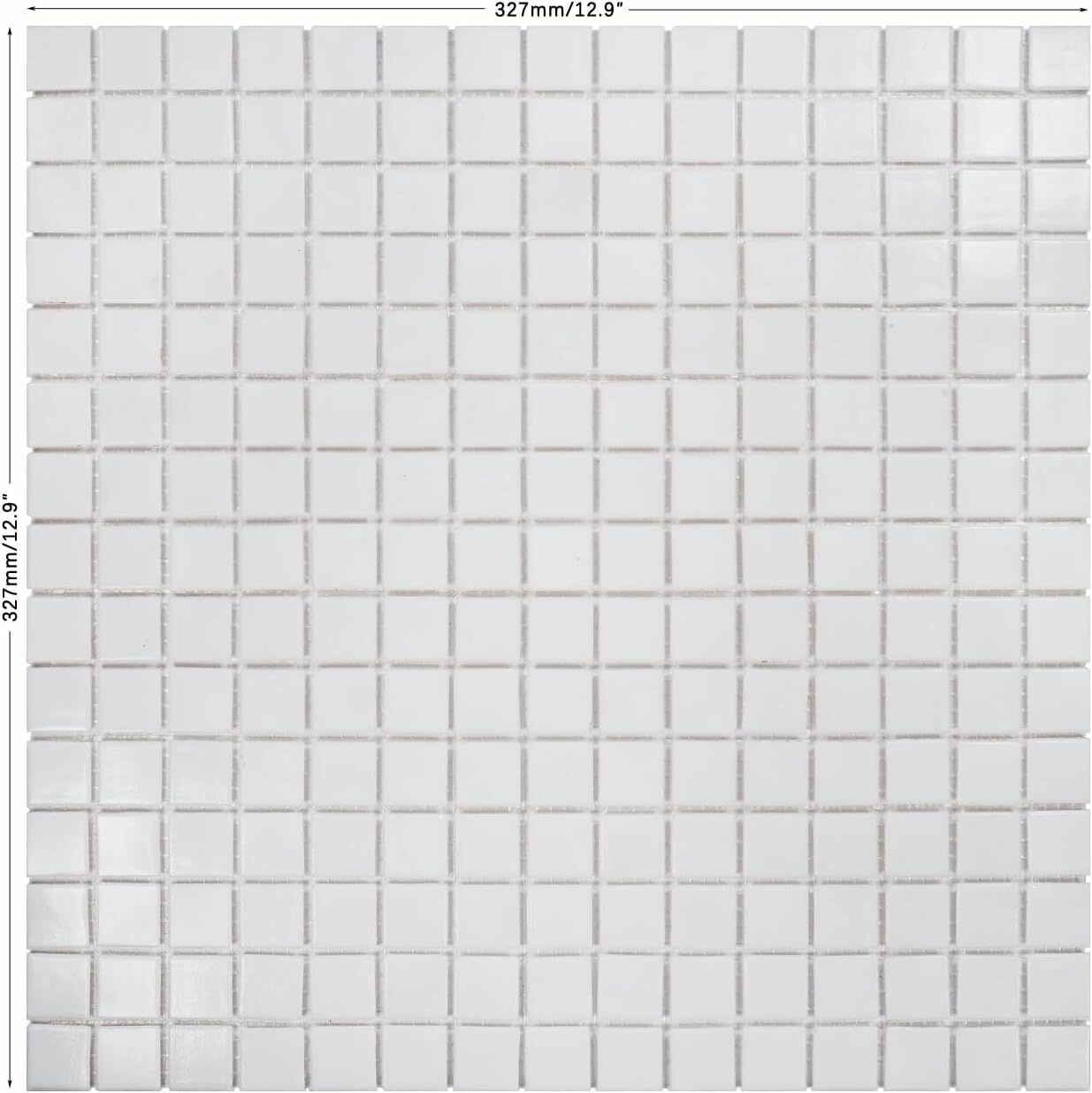 Плитка Мозаика Плитка Мозаика Surface стеклянная белая (уп.10 шт) / на сетке 327х 327 мм / размер квадратика 20x20x4 мм/ толщина 4 мм