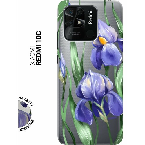 Силиконовый чехол на Xiaomi Redmi 10C, Сяоми Редми 10С с 3D принтом Amazing Irises прозрачный чехол книжка на xiaomi redmi 10 сяоми редми 10 с 3d принтом amazing irises золотистый