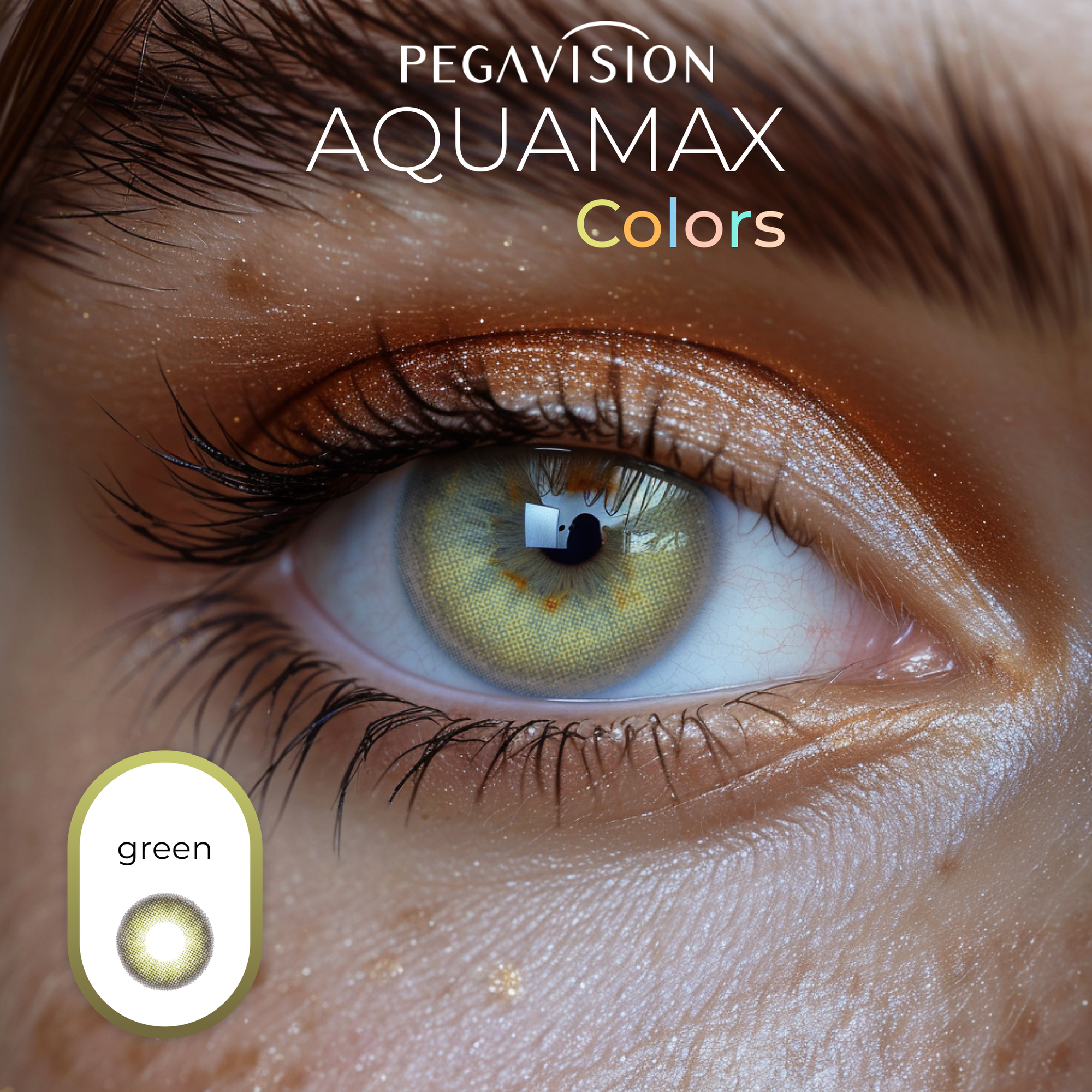 Цветные линзы Pegavision Aquamax Colors 2 линзы R 8.6 SPH -1.00 Green (зеленые) D 14.2, ежемесячные