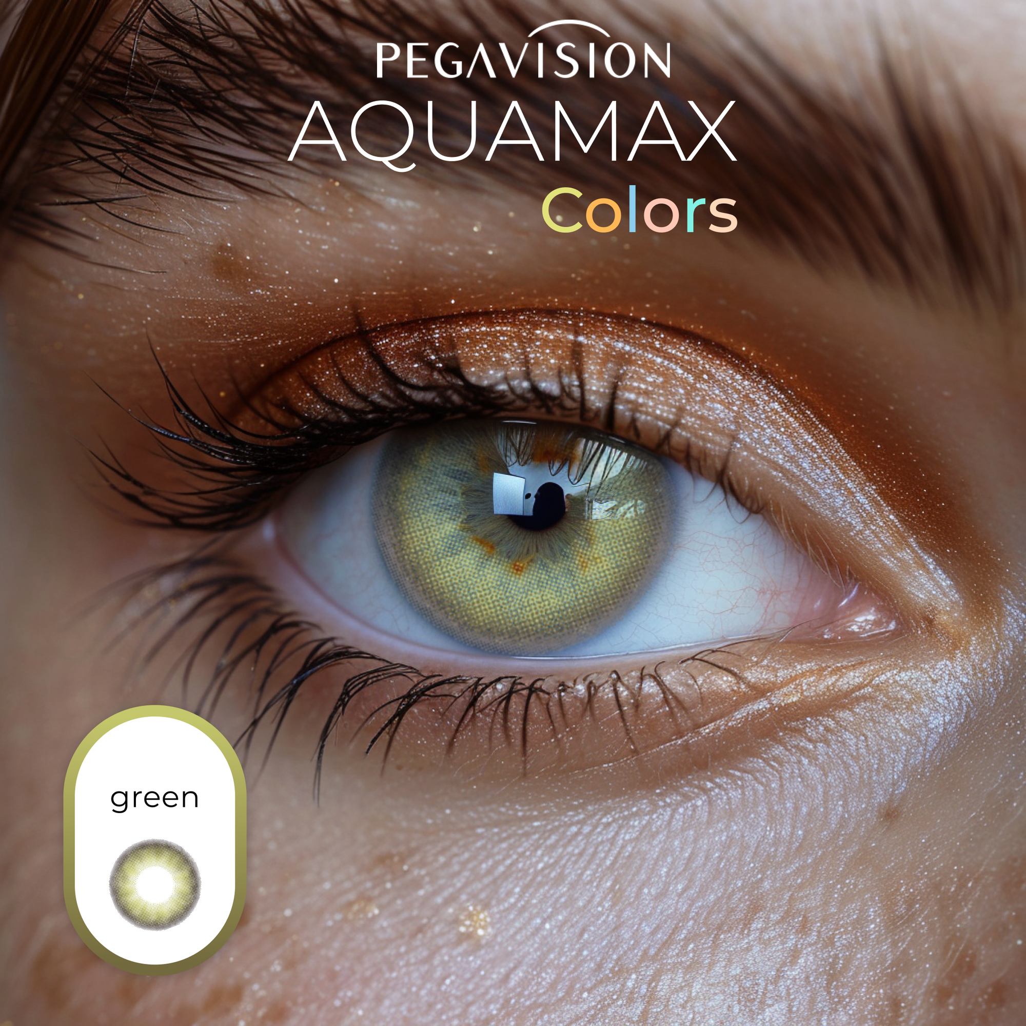 Цветные линзы Pegavision Aquamax Colors 2 линзы R 8.6 SPH -4.00 Green (зеленые) D 14.2, ежемесячные